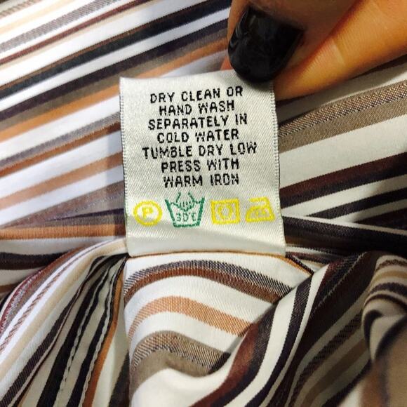 Bugatchi Uomo Brown Striped Button-Down Shirt | Sz XL - Picture 6 of 7